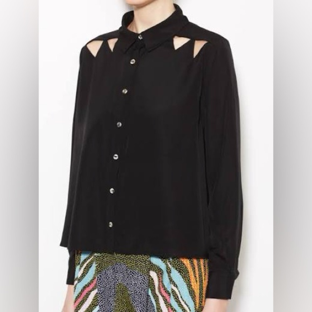 LIKE NEW Mara Hoffman Black Button Up Shirt With Cutouts